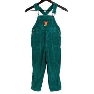 Vintage Happy Kids 90s Green Corduroy Overalls FLAW Boys - 7